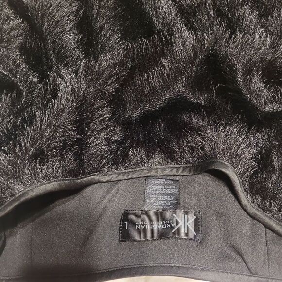 Kardashian Kollection Soft Fringe Mini Skirt Black Lined Side Zip KKW Large - Picture 15 of 15